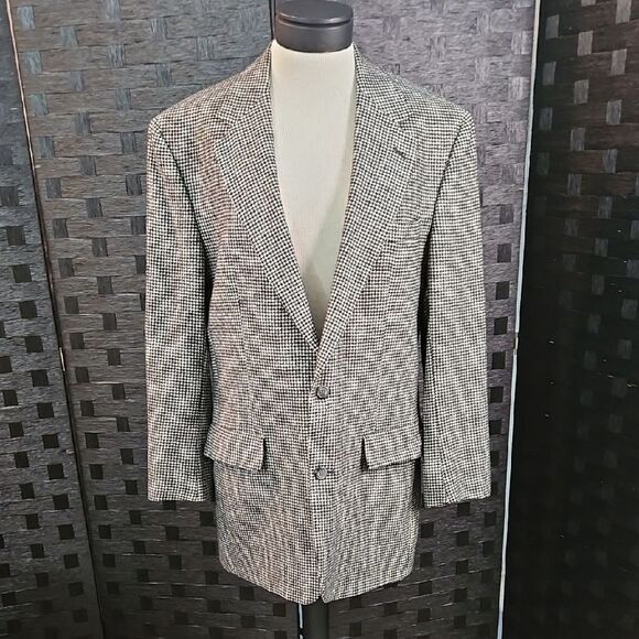 Vintage Brooks Bothers Houndstooth Camel Hair Sports Coat Blazer Jacket Size 41L - Picture 1 of 14